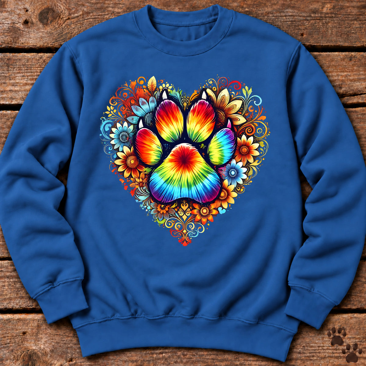 Rainbow Paw Print Heart Crewneck