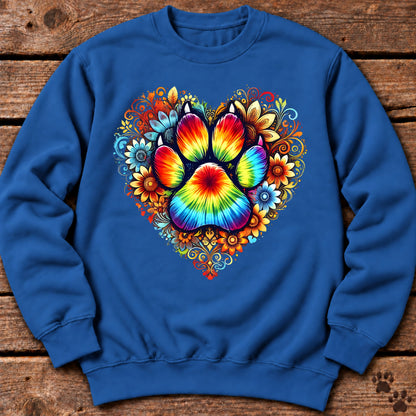 Rainbow Paw Print Heart Crewneck