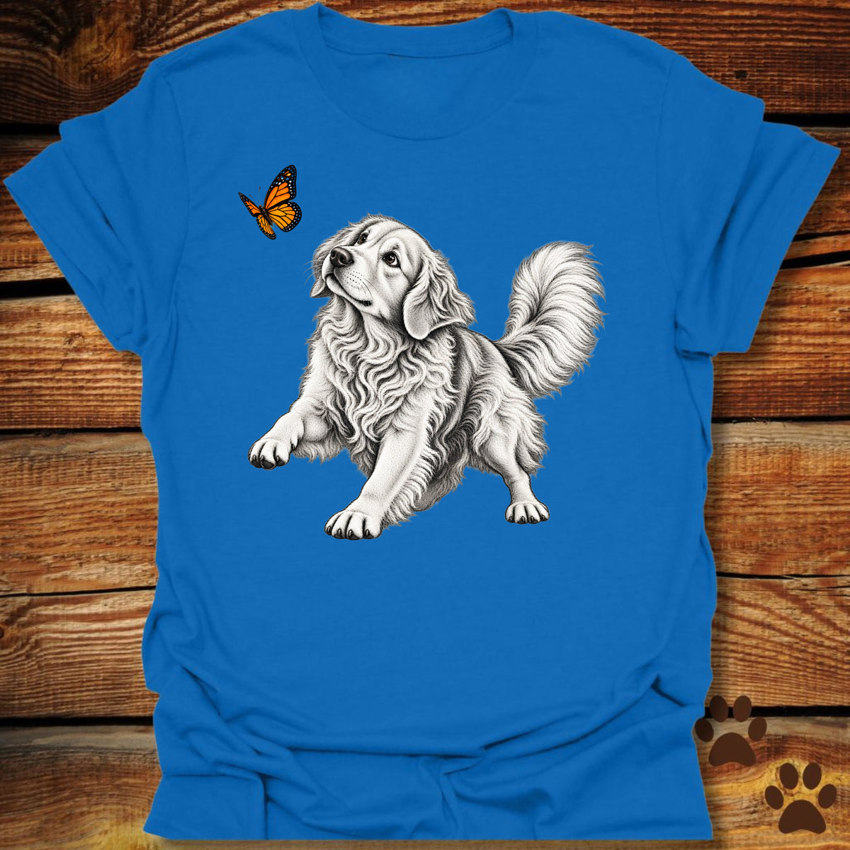 Golden Retriever Chasing Butterfly T-Shirt