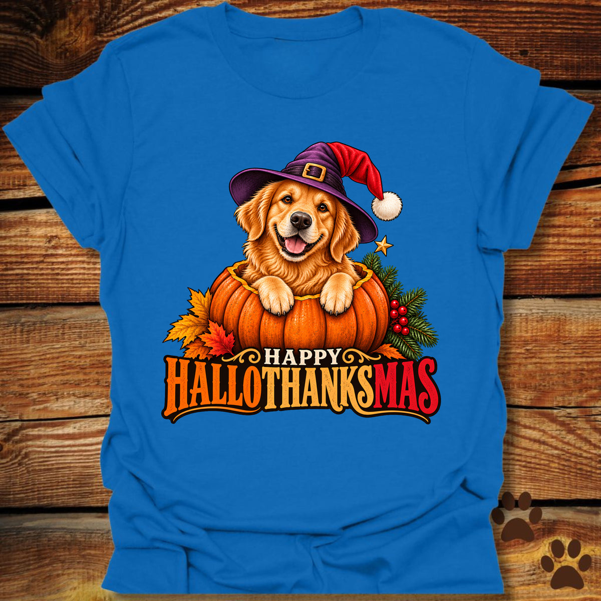 Happy Hallothanksmas Golden Retriever T-Shirt