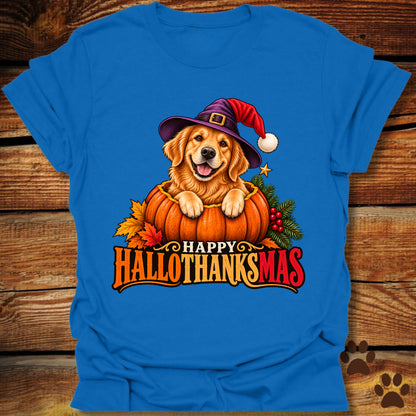 Happy Hallothanksmas Golden Retriever T-Shirt
