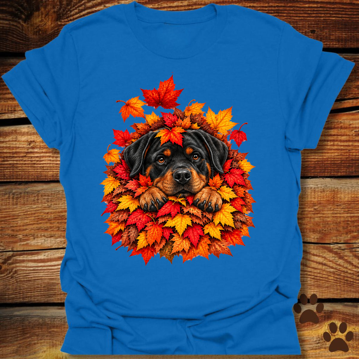 Rottweiler Leaf Pile T-Shirt - Front & Back Print