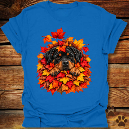 Rottweiler Leaf Pile T-Shirt - Front & Back Print
