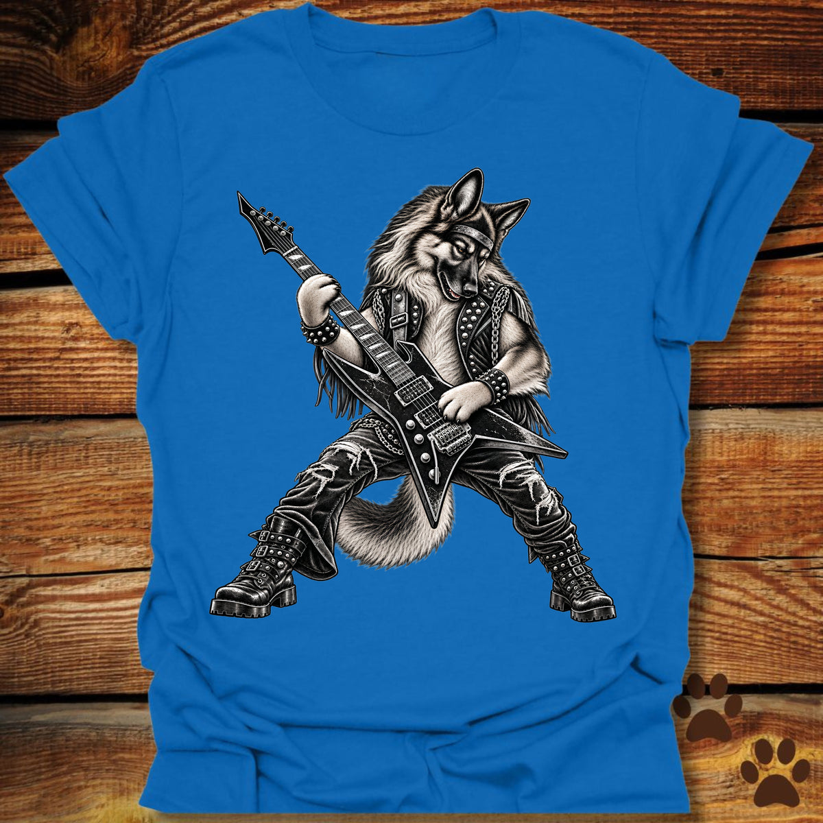 German Shepherd Heavy Metal Guitar T-Shirt