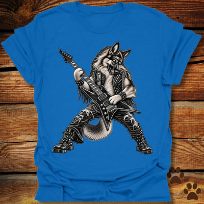 German Shepherd Heavy Metal Guitar T-Shirt