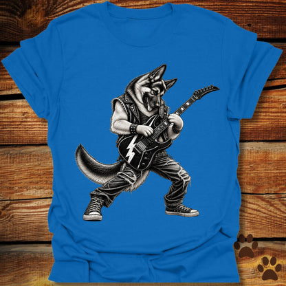 German Shepherd Shredding Guitar T-Shirt