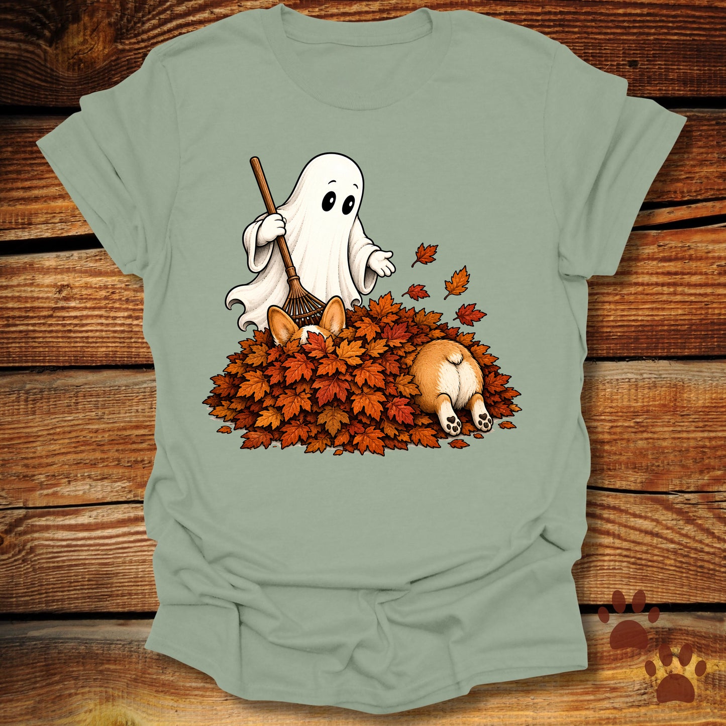Corgi Leaf Pile T-Shirt