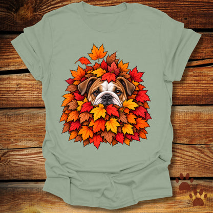 Bulldog Leaf Pile T-Shirt - Front & Back Print