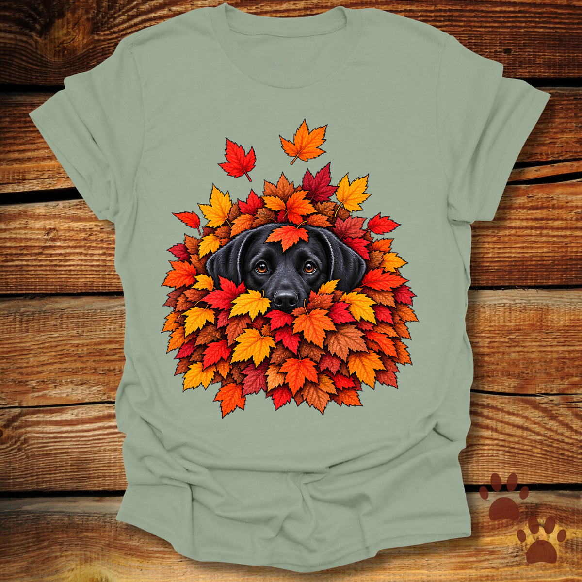 Labrador Retriever Leaf Pile T-Shirt - Front & Back Print