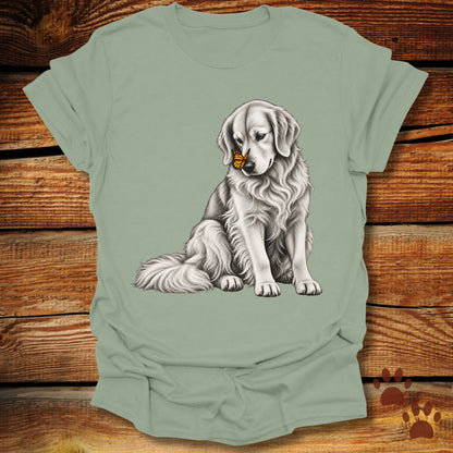 Golden Retriever with Butterfly on Nose T-Shirt
