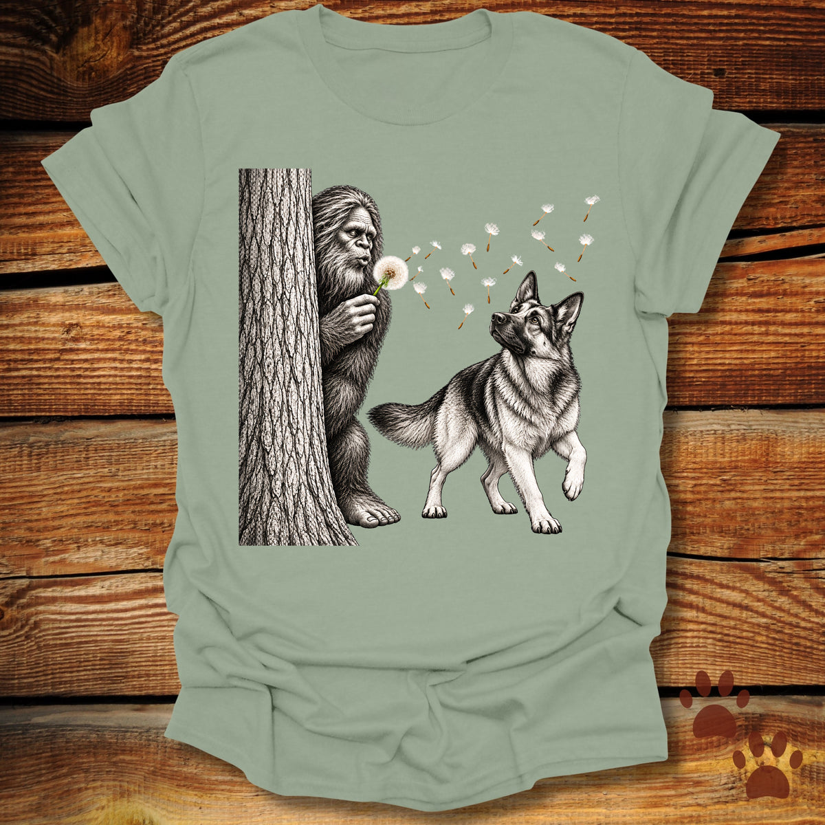 Bigfoot German Shepherd Dandelion T-Shirt