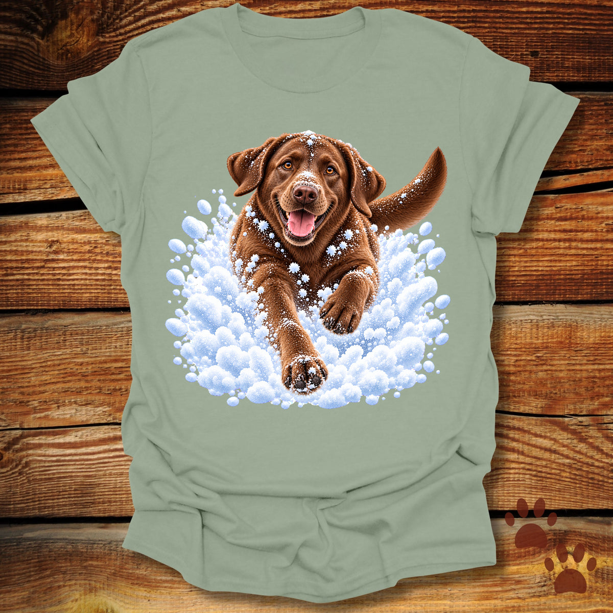 Chocolate Labrador Snow Day T-Shirt - Front & Back Print