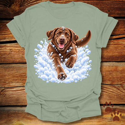 Chocolate Labrador Snow Day T-Shirt - Front & Back Print