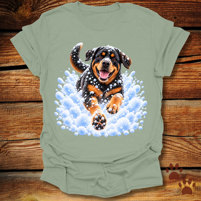 Rottweiler Snow Day T-Shirt - Front & Back Print