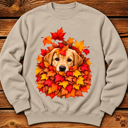 Yellow Labrador Retriever Leaf Pile Crewneck