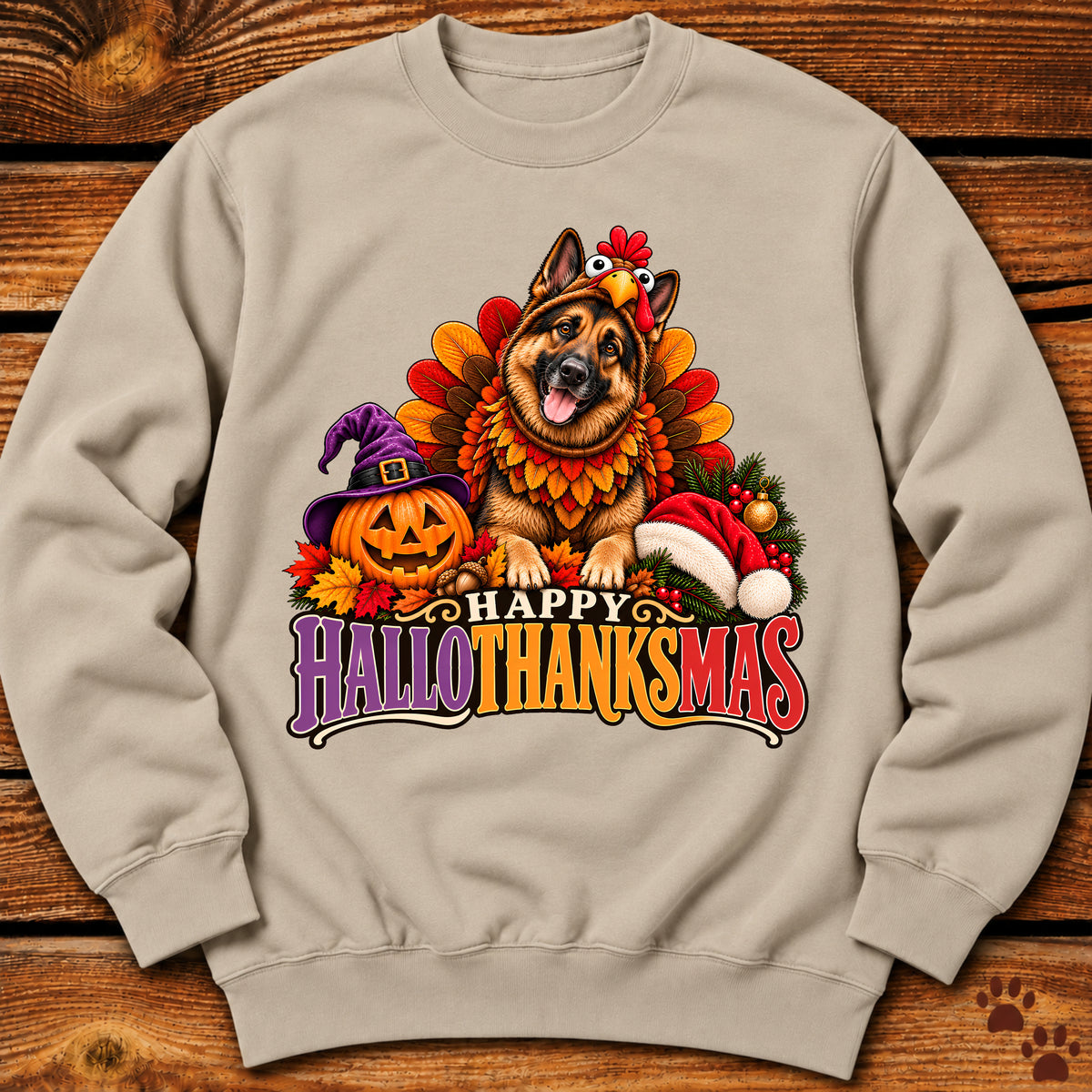 Happy Hallothanksmas German Shepherd Turkey Sweatshirt