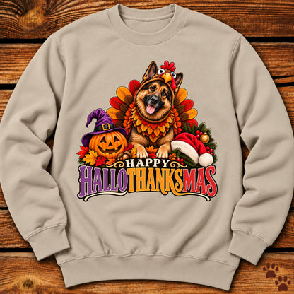 Happy Hallothanksmas German Shepherd Turkey Sweatshirt
