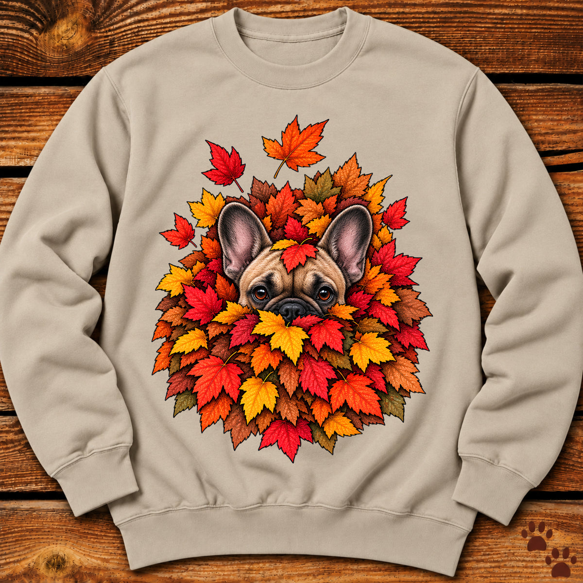French (Frenchie) Bulldog Leaf Pile Crewneck