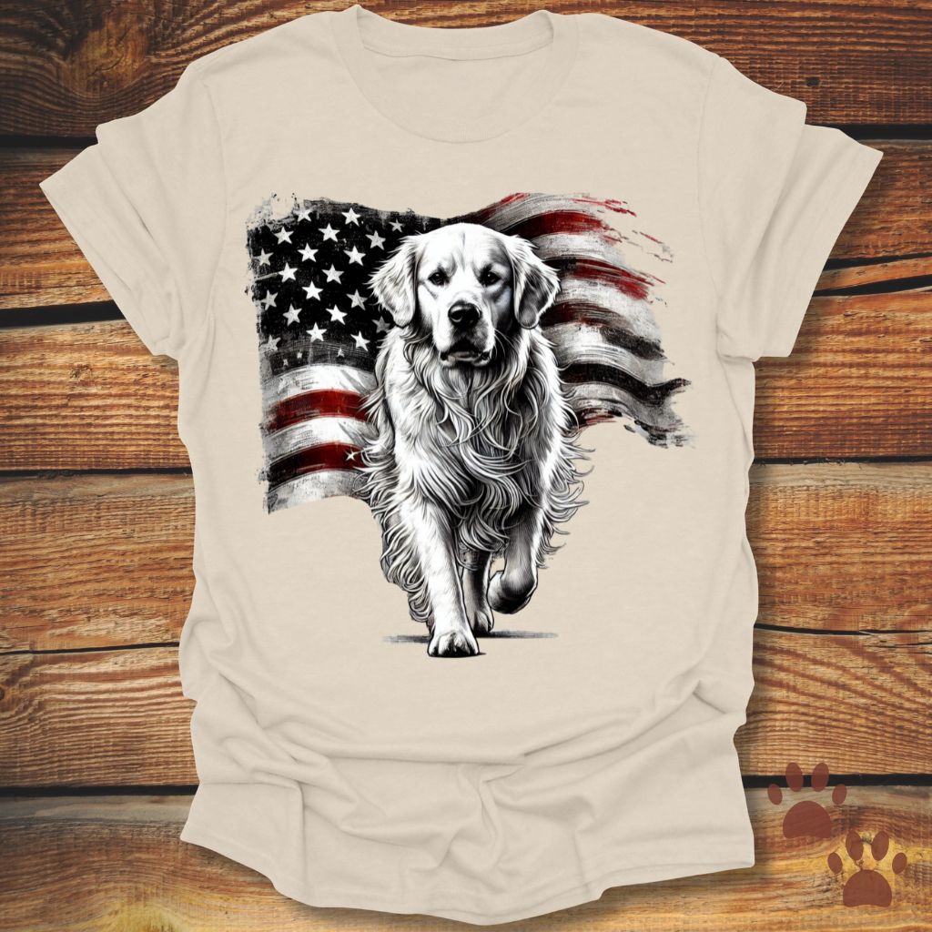 Golden Retriever American Flag Shirt