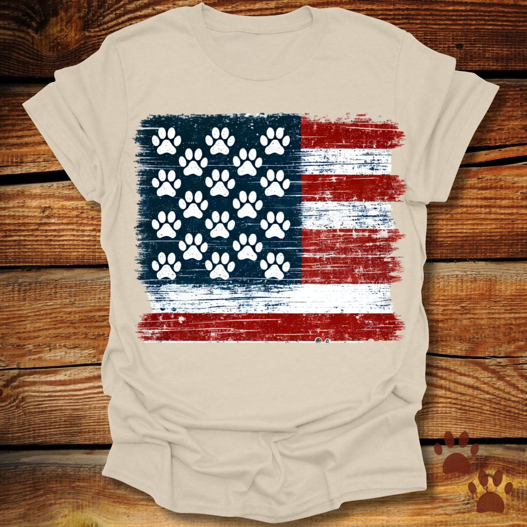 Patriotic Paw Print American Flag Shirt