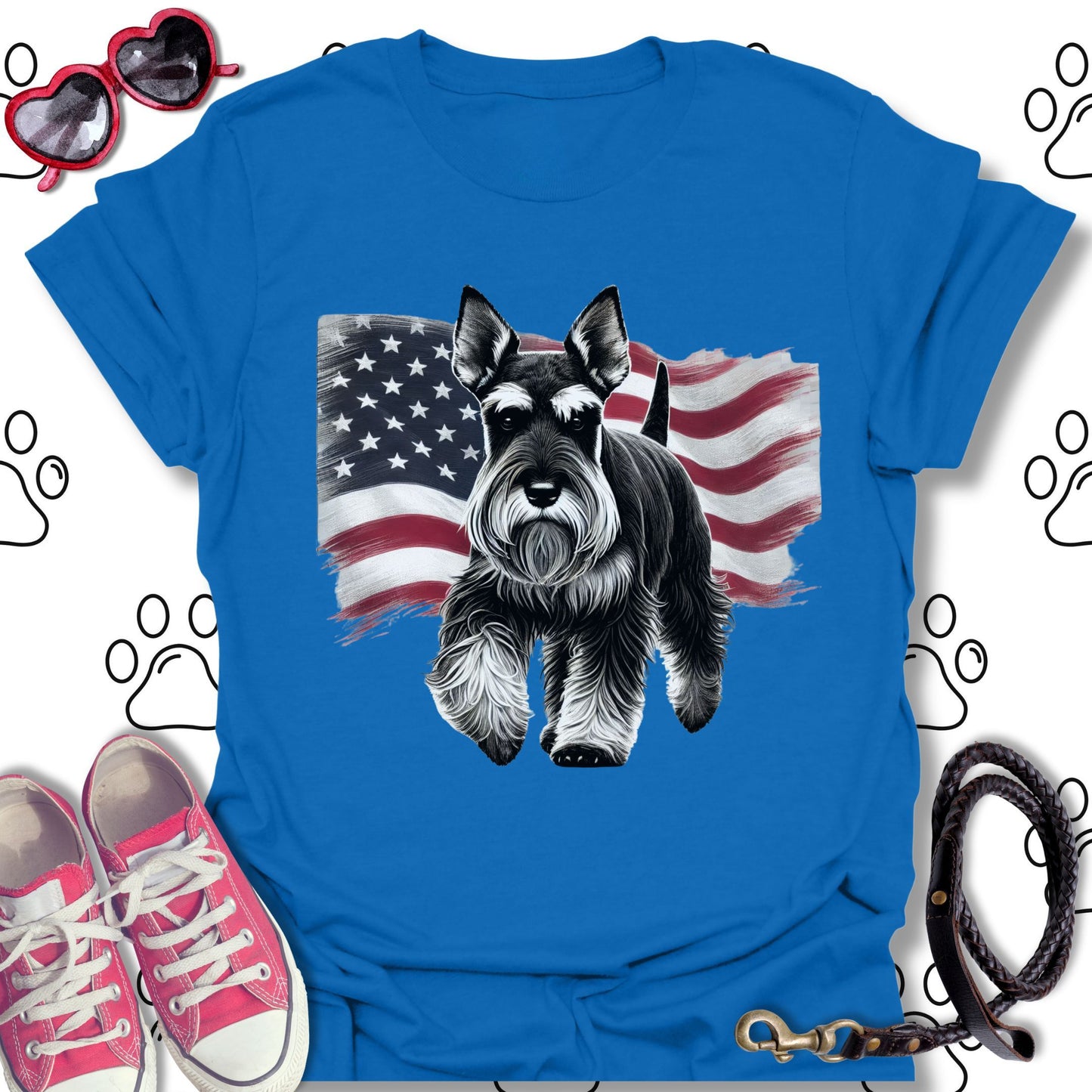 Schnauzer Patriotic American Flag T-Shirt