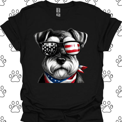 Schnauzer American Flag Sunglasses T-Shirt