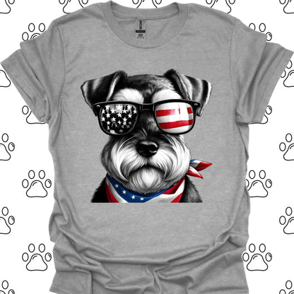 Schnauzer American Flag Sunglasses T-Shirt