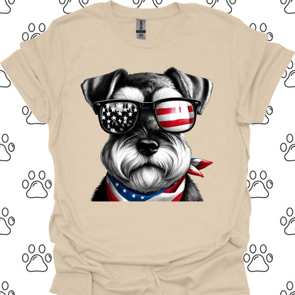 Schnauzer American Flag Sunglasses T-Shirt