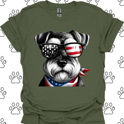 Schnauzer American Flag Sunglasses T-Shirt