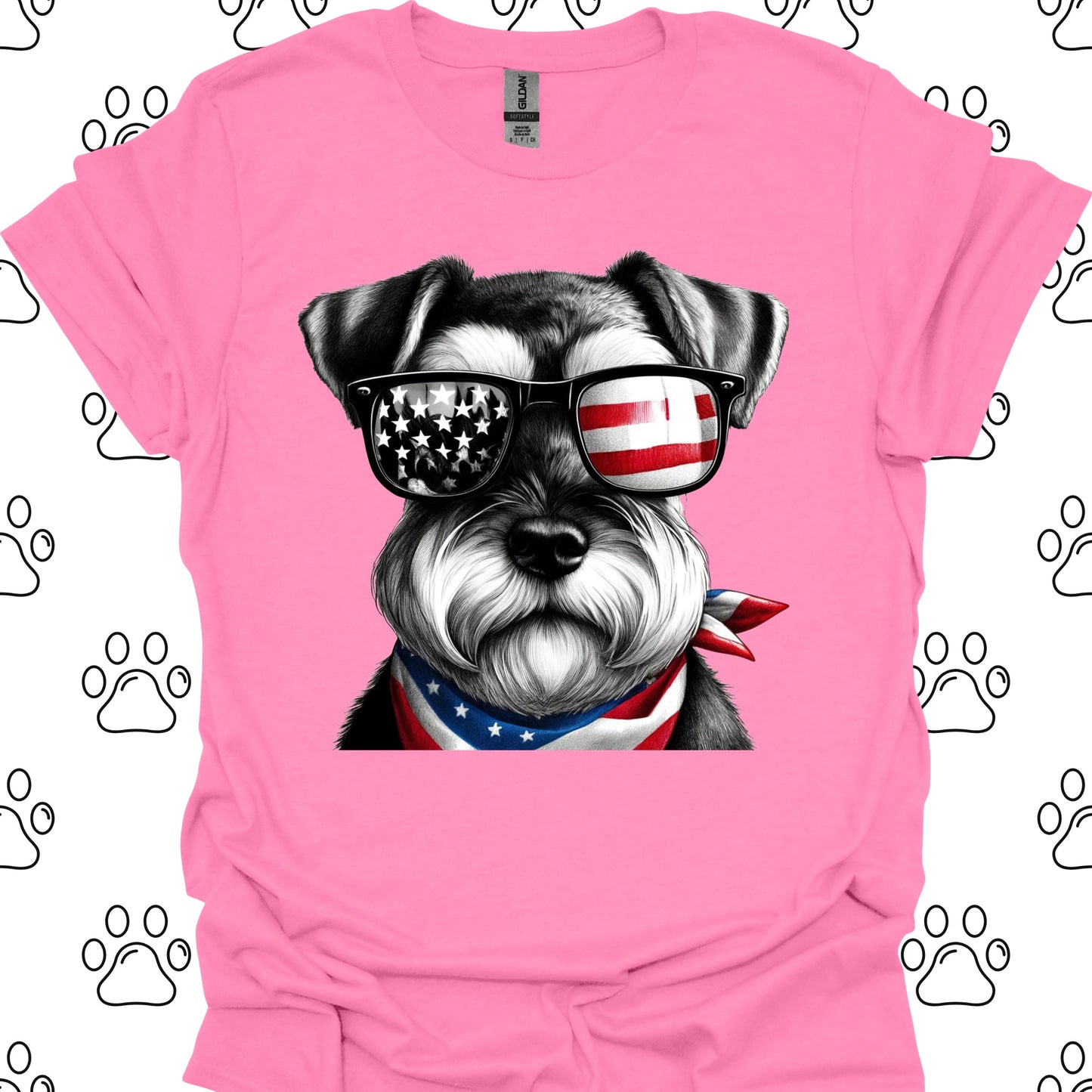 Schnauzer American Flag Sunglasses T-Shirt