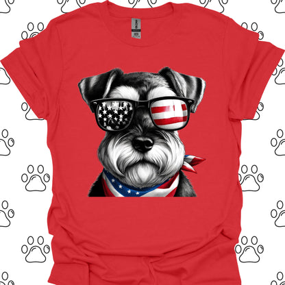 Schnauzer American Flag Sunglasses T-Shirt