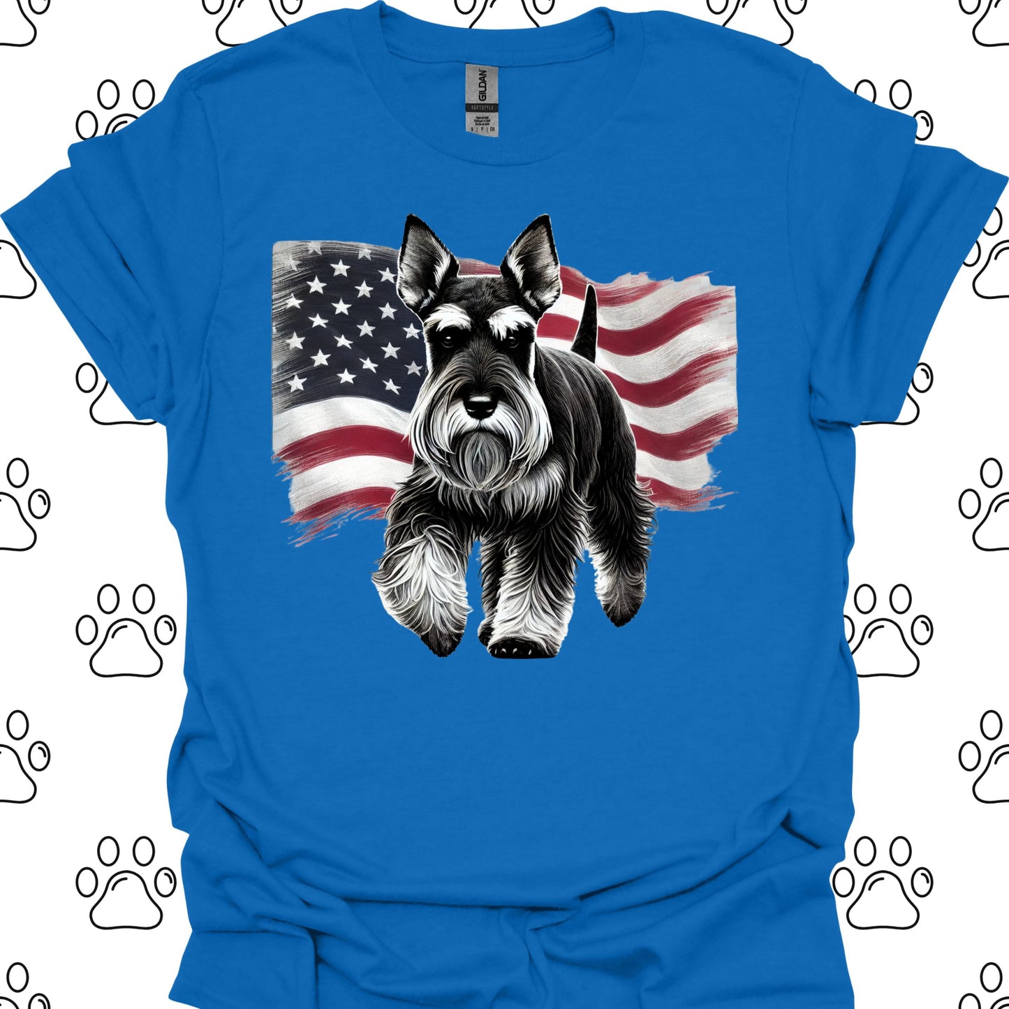 Schnauzer Patriotic American Flag T-Shirt