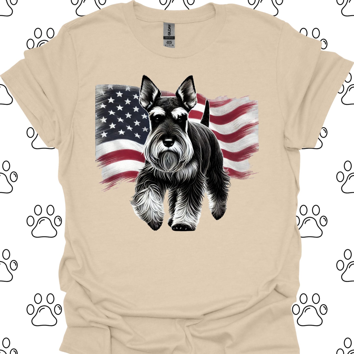 Schnauzer Patriotic American Flag T-Shirt