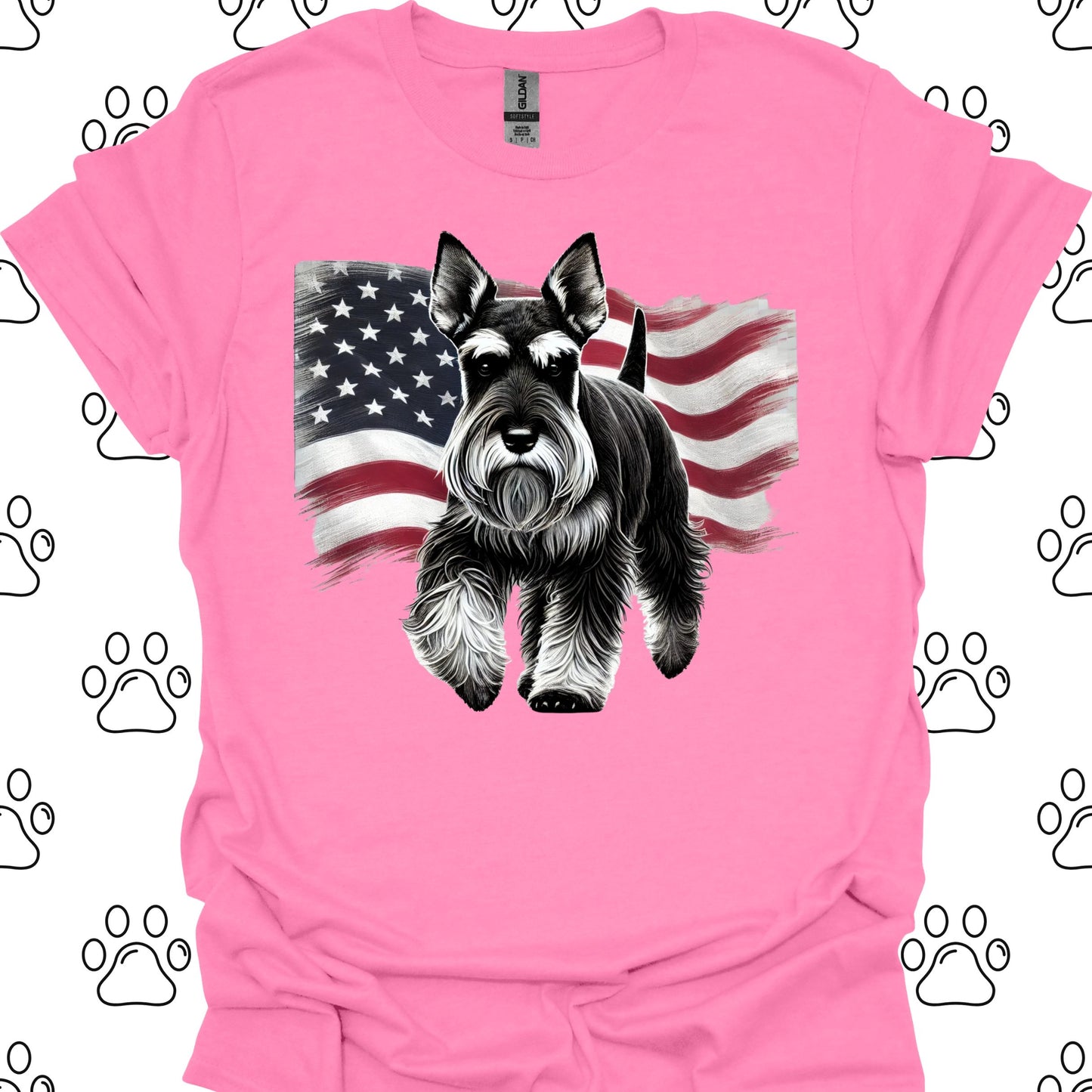 Schnauzer Patriotic American Flag T-Shirt