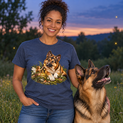German Shepherd and Fairy Fireflies T-Shirt