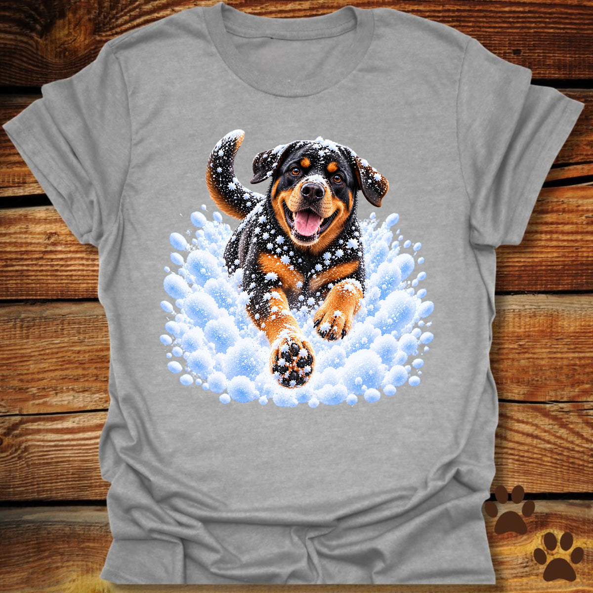 Rottweiler Snow Day T-Shirt - Front & Back Print