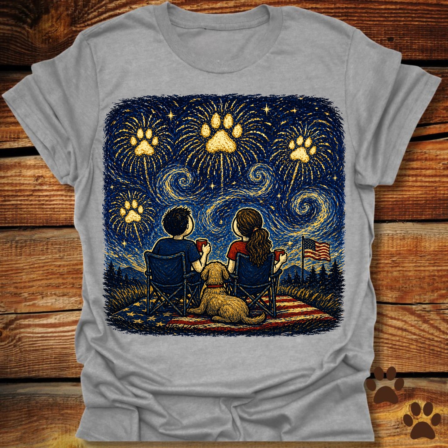 Starry Night Fireworks T-Shirt