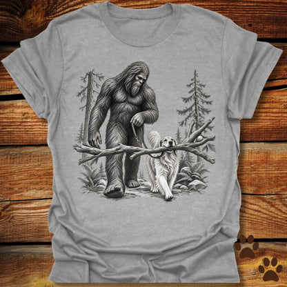 Bigfoot Golden Retriever Woodland T-Shirt