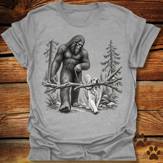 Bigfoot Golden Retriever Woodland T-Shirt