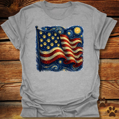Starry Night Paw Flag T-Shirt