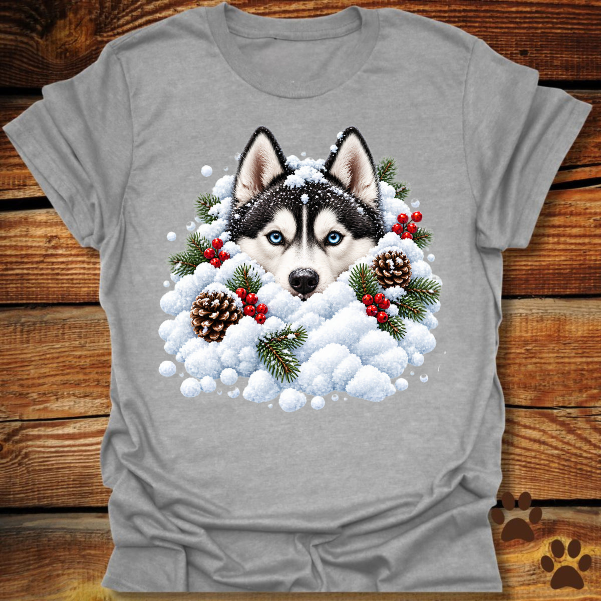 Husky Snowbank T-Shirt - Front & Back Print
