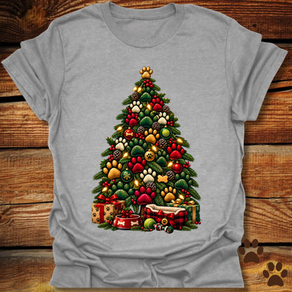 Dog Paw Christmas Tree T-Shirt