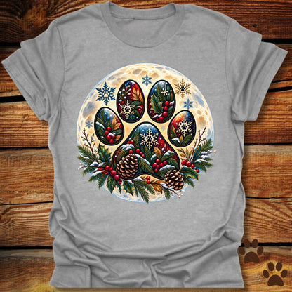 Dog Paw Christmas Moon T-Shirt