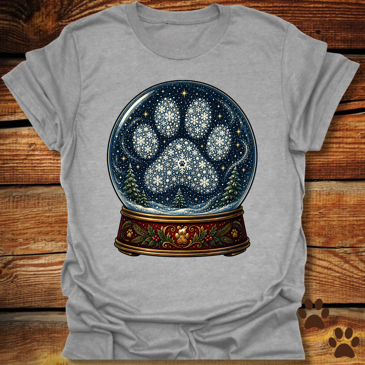 Dog Paw Snow Globe T-Shirt