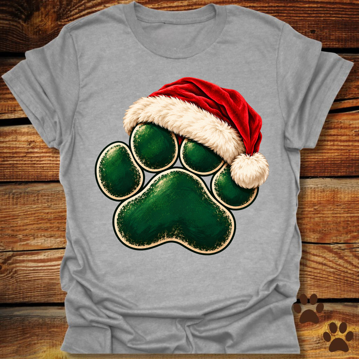 Santa Paw Print Christmas T-Shirt