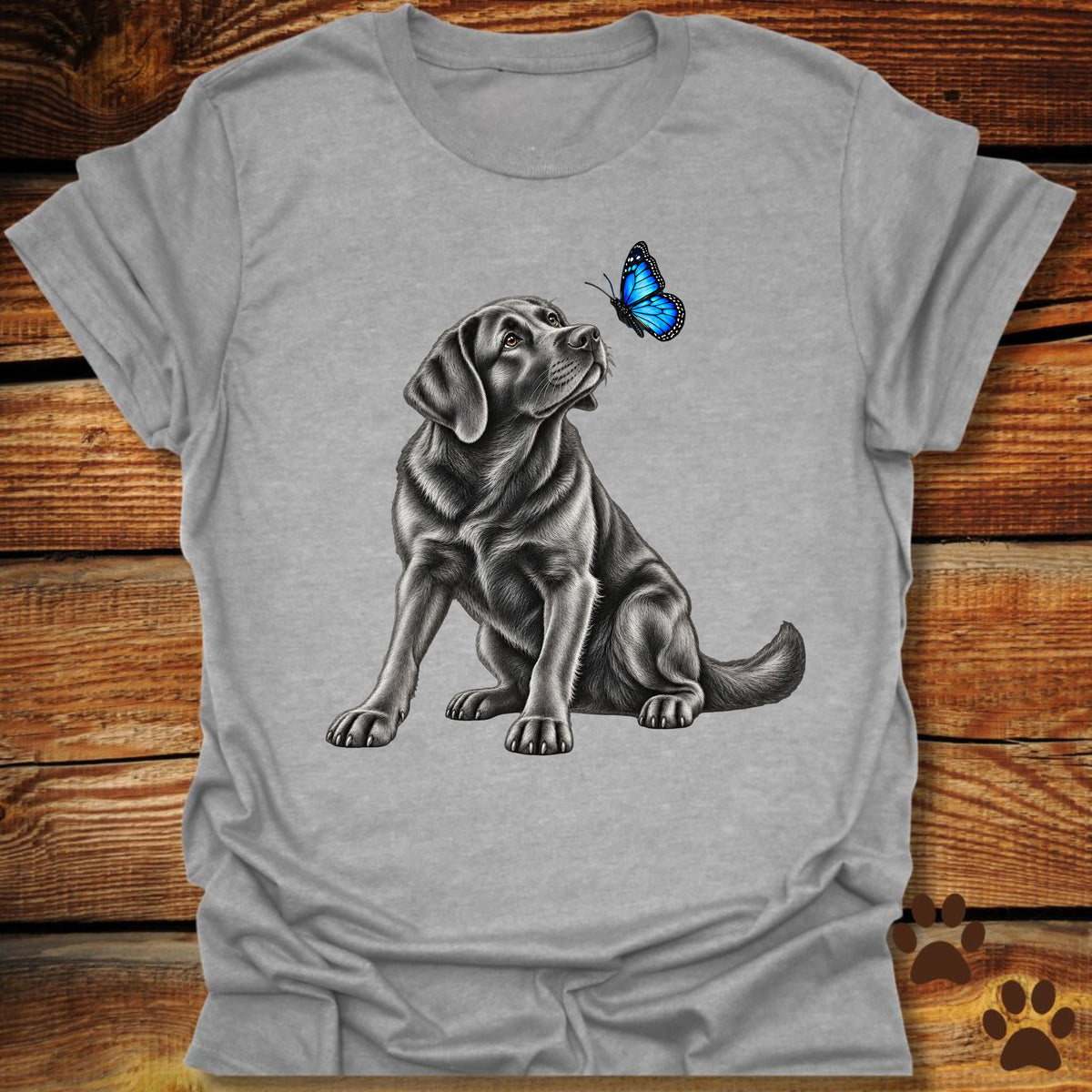 Black Labrador Retriever Butterfly T-Shirt