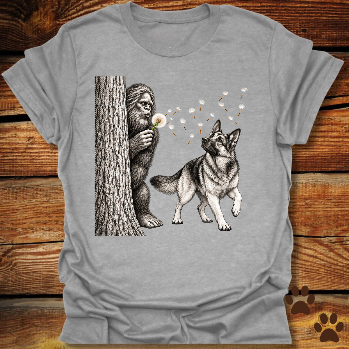 Bigfoot German Shepherd Dandelion T-Shirt