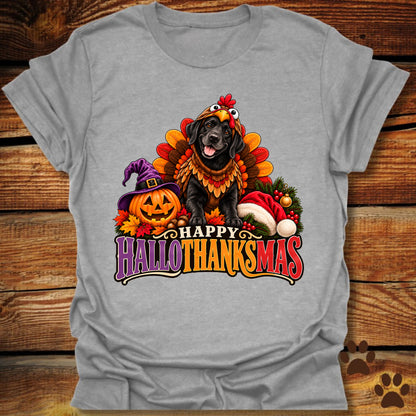 Happy Hallothanksmas Black Labrador Turkey T-Shirt