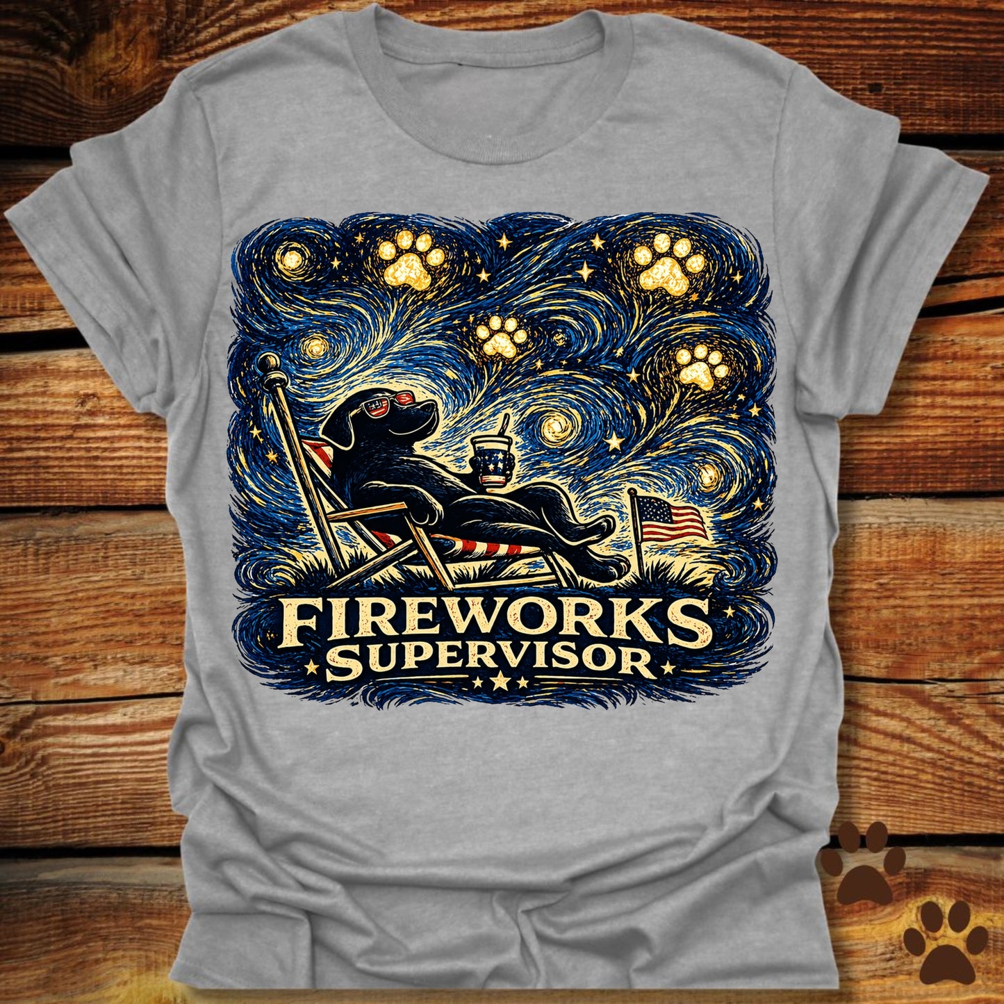 Starry Night Fireworks Supervisor T-Shirt