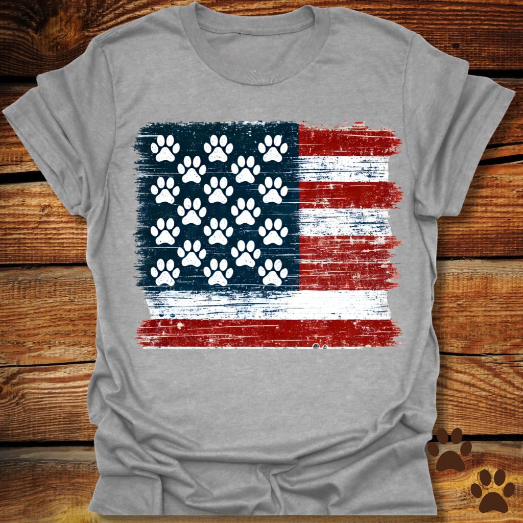 Patriotic Paw Print American Flag Shirt